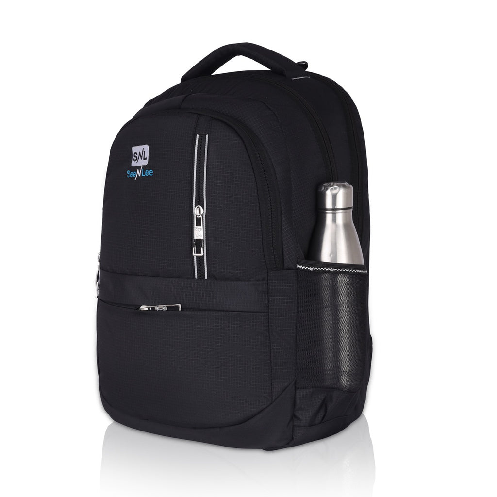 Seenlee Premium Black Backpack | Multipurpose Laptop Backpack for College, Office & Travel | Stylish Bag for Men & Women