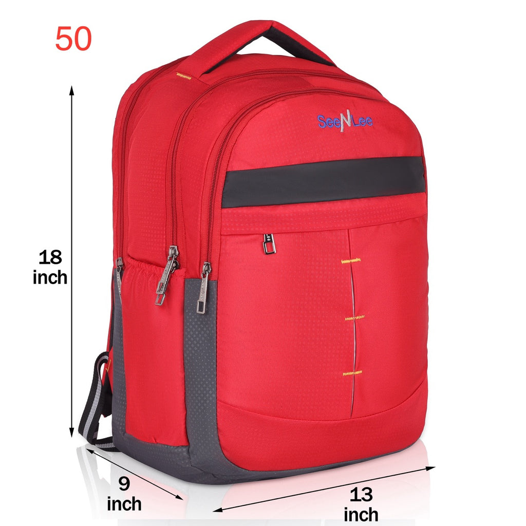 Seenlee Premium Red Backpack for Men & Women | Stylish College, Office & Travel Backpack | Multipurpose Laptop Bag