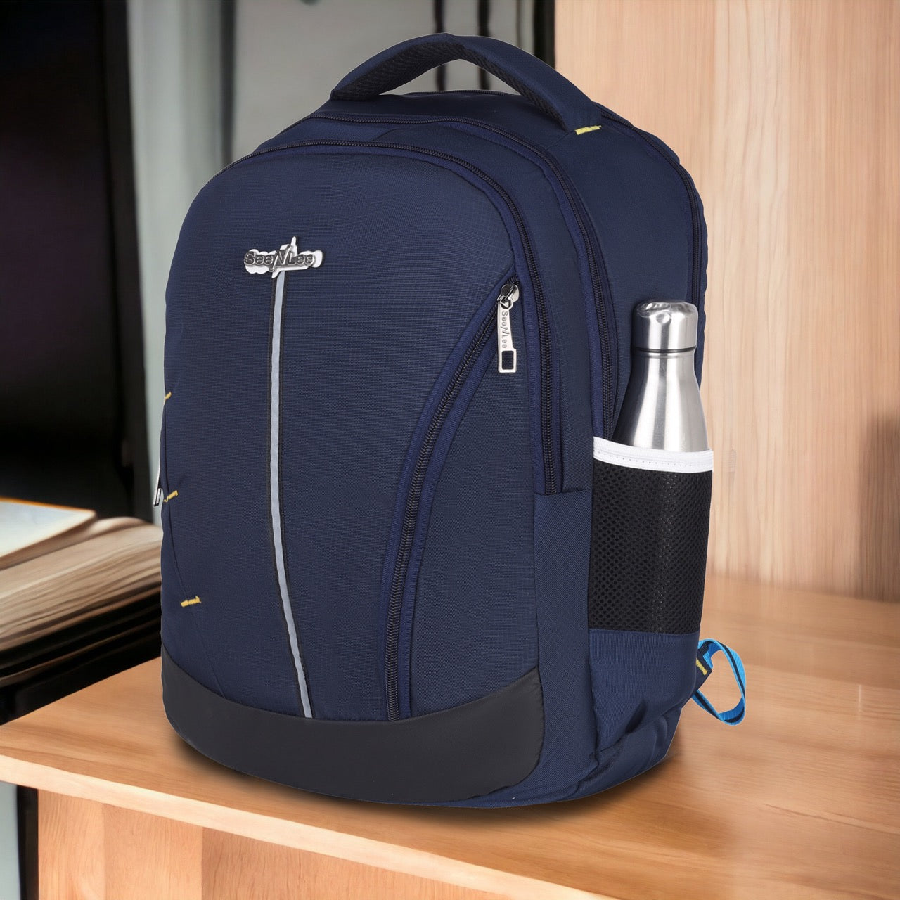 Seenlee Premium Navy Blue Backpack | Multipurpose College, Office & Travel Laptop Bag for Men & Women