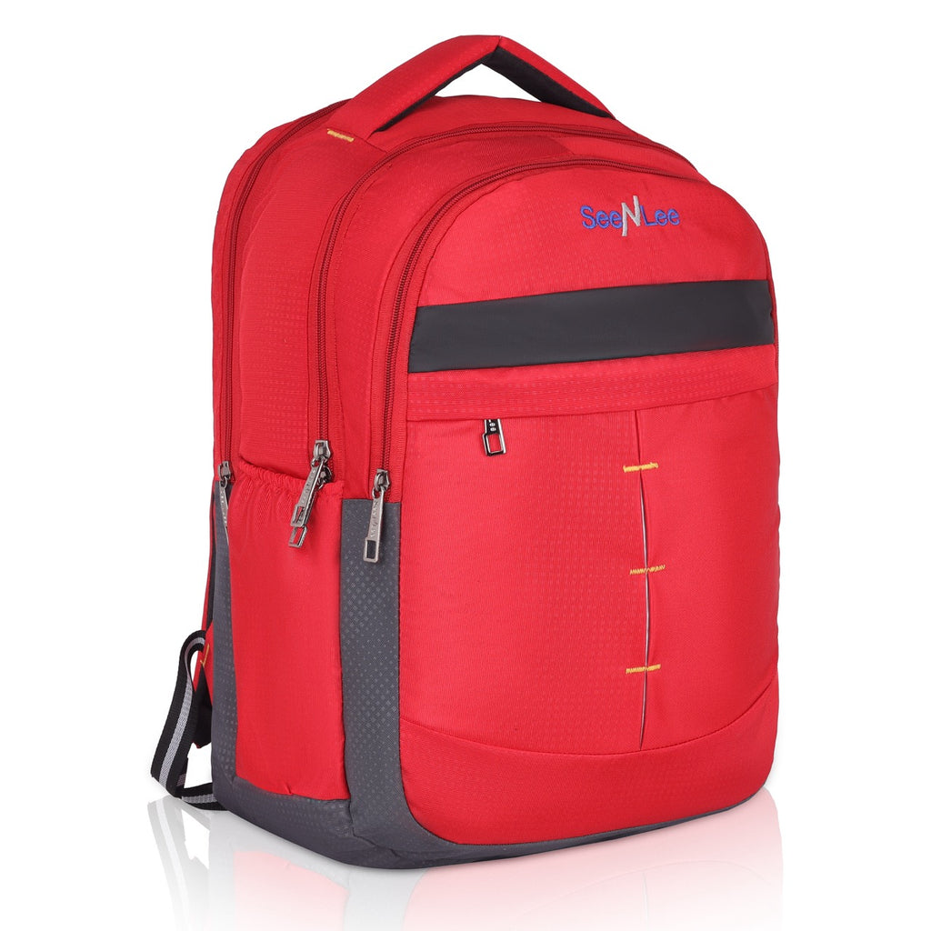 Seenlee Premium Red Backpack for Men & Women | Stylish College, Office & Travel Backpack | Multipurpose Laptop Bag