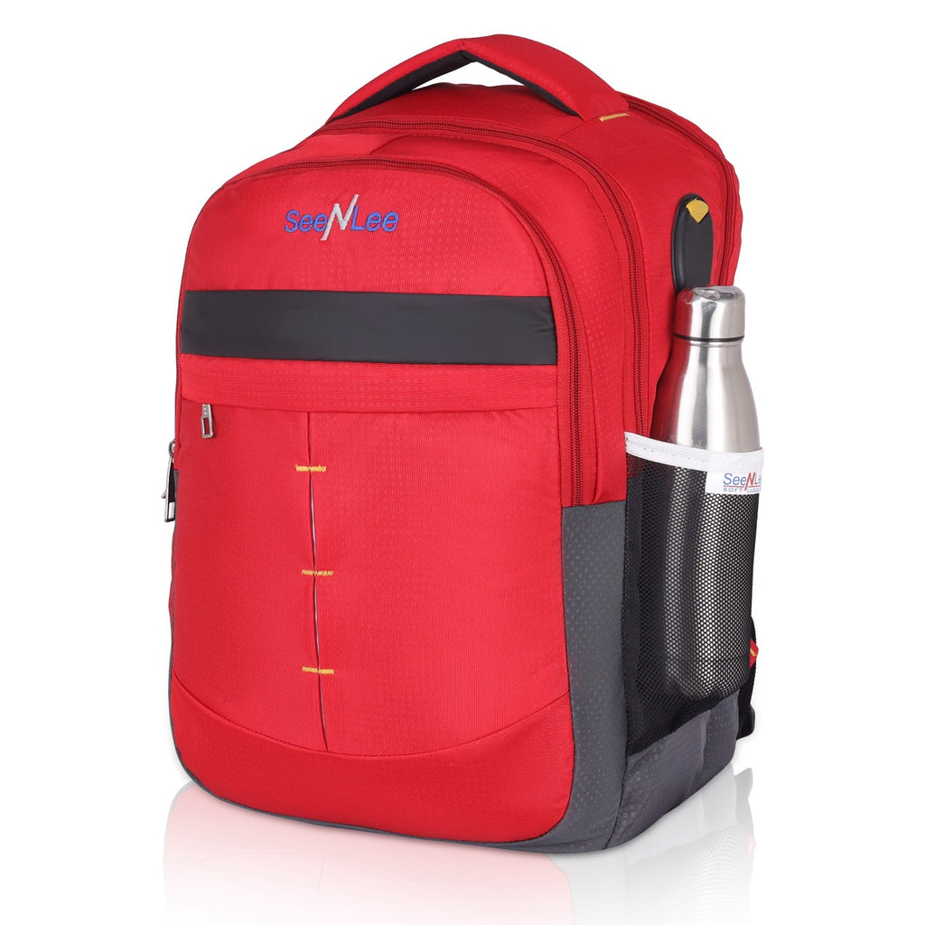 Seenlee Premium Red Backpack for Men & Women | Stylish College, Office & Travel Backpack | Multipurpose Laptop Bag