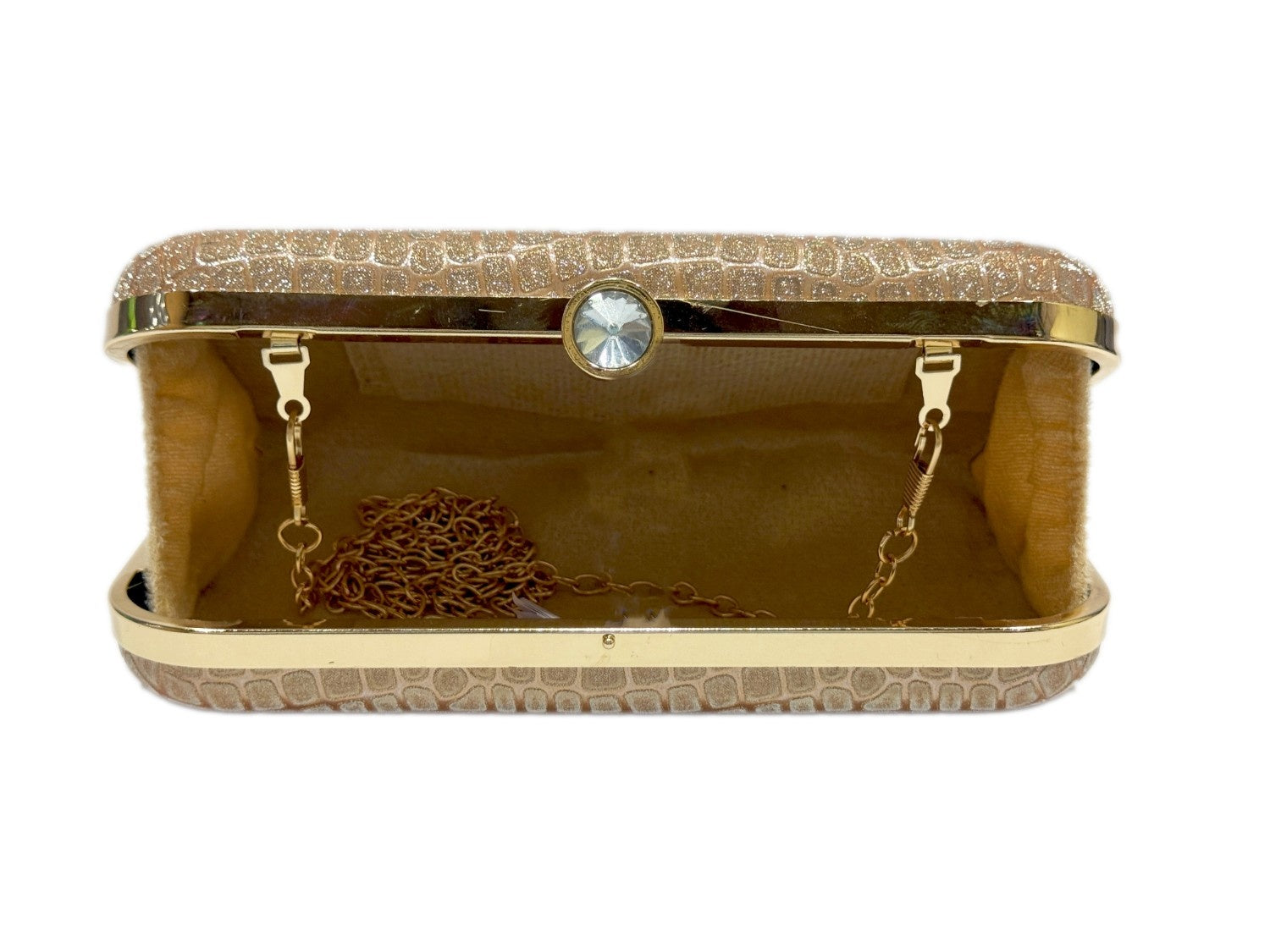 KarryQ Luxe Gold Croc Texture Box Clutch for Women | Premium Party, Wedding & Evening Handbag