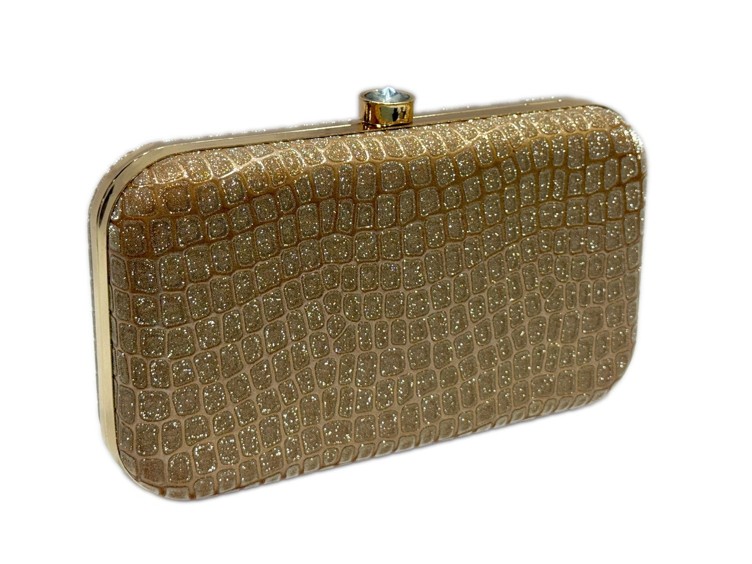 KarryQ Luxe Gold Croc Texture Box Clutch for Women | Premium Party, Wedding & Evening Handbag