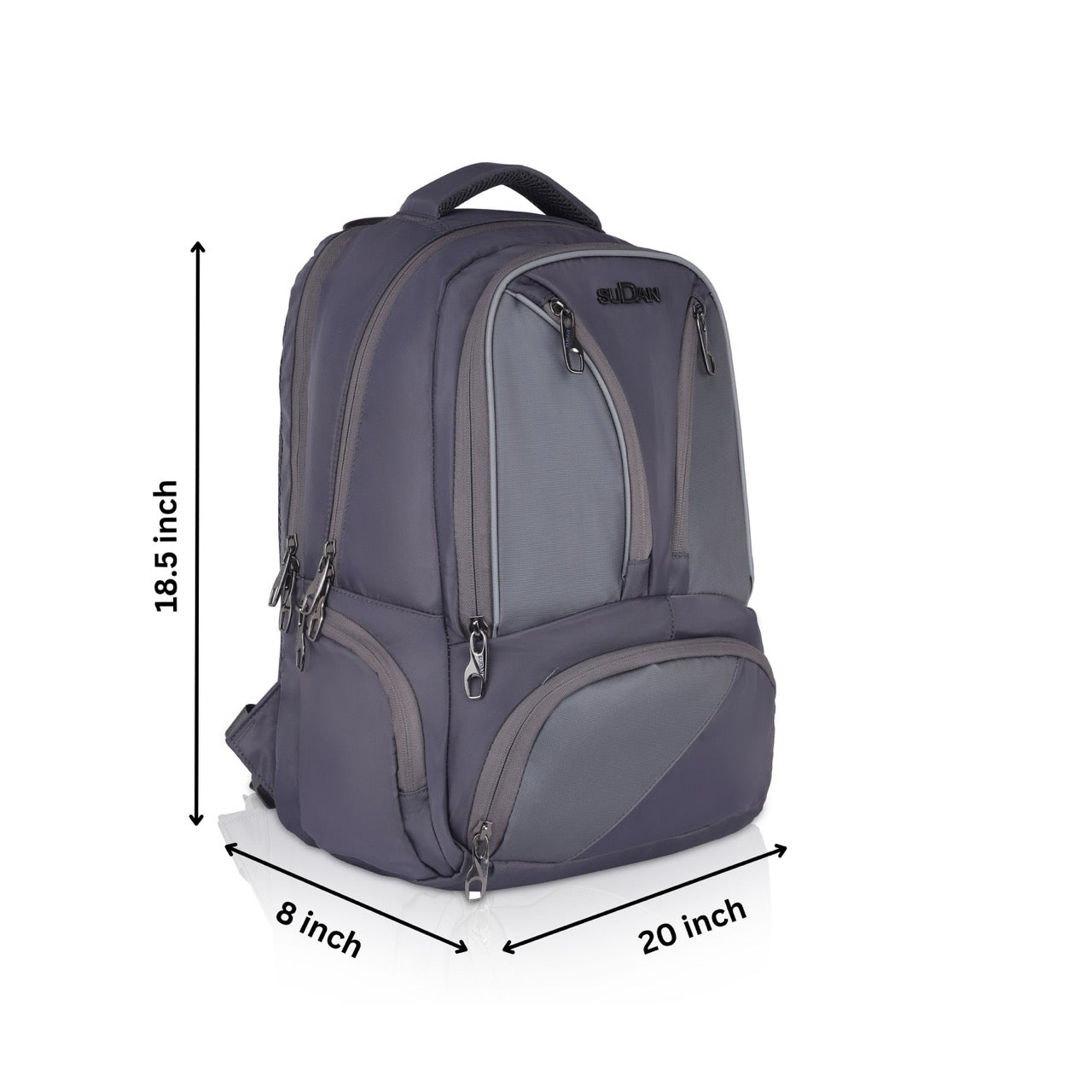 Sudan Large Laptop Backpack for Men & Women | 18.5 Inch Spacious College, Office & Travel Bag | Multi-Compartment Backpack with Padded Shoulder Straps | Grey