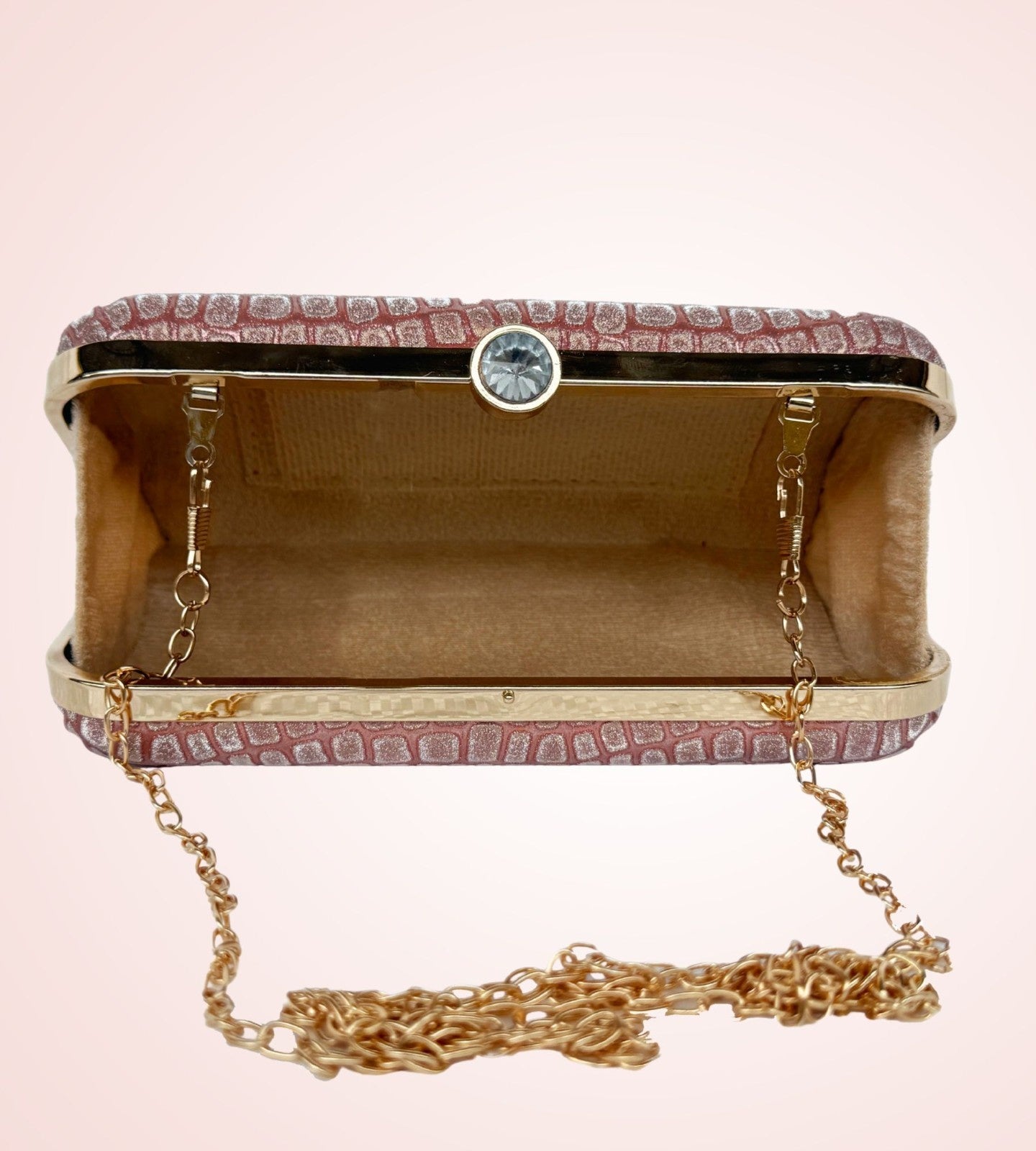KarryQ Luxe Croc Texture Box Clutch for Women | Premium Party & Wedding Evening Handbag with Metallic Frame