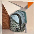 Sage Grey and Green Graffiti Print Backpack for School College with Diagonal Zip and Organiser