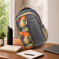 Charcoal Abstract Splash Print Backpack for School College with Organiser and Side Bottle Pocket