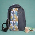 Charcoal Multicolour Geometric Backpack for School College with Vertical Zip and Side Pocket