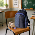 Black and Blue Contour Print Backpack for School College with Padded Adjustable Straps and Organiser