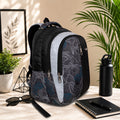Black and Grey Contour Print Backpack for School College with Vertical Zip and Internal Organiser