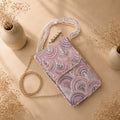 Pink Embroidered Mobile Pouch Sling Bag with Flap
