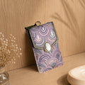 Lilac Embroidered Mobile Pouch Sling Bag with Oval Accent