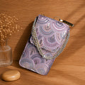 Lilac Embroidered Mobile Pouch Sling Bag with Flap