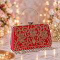 KarryQ Red Floral Scroll Velvet Clutch