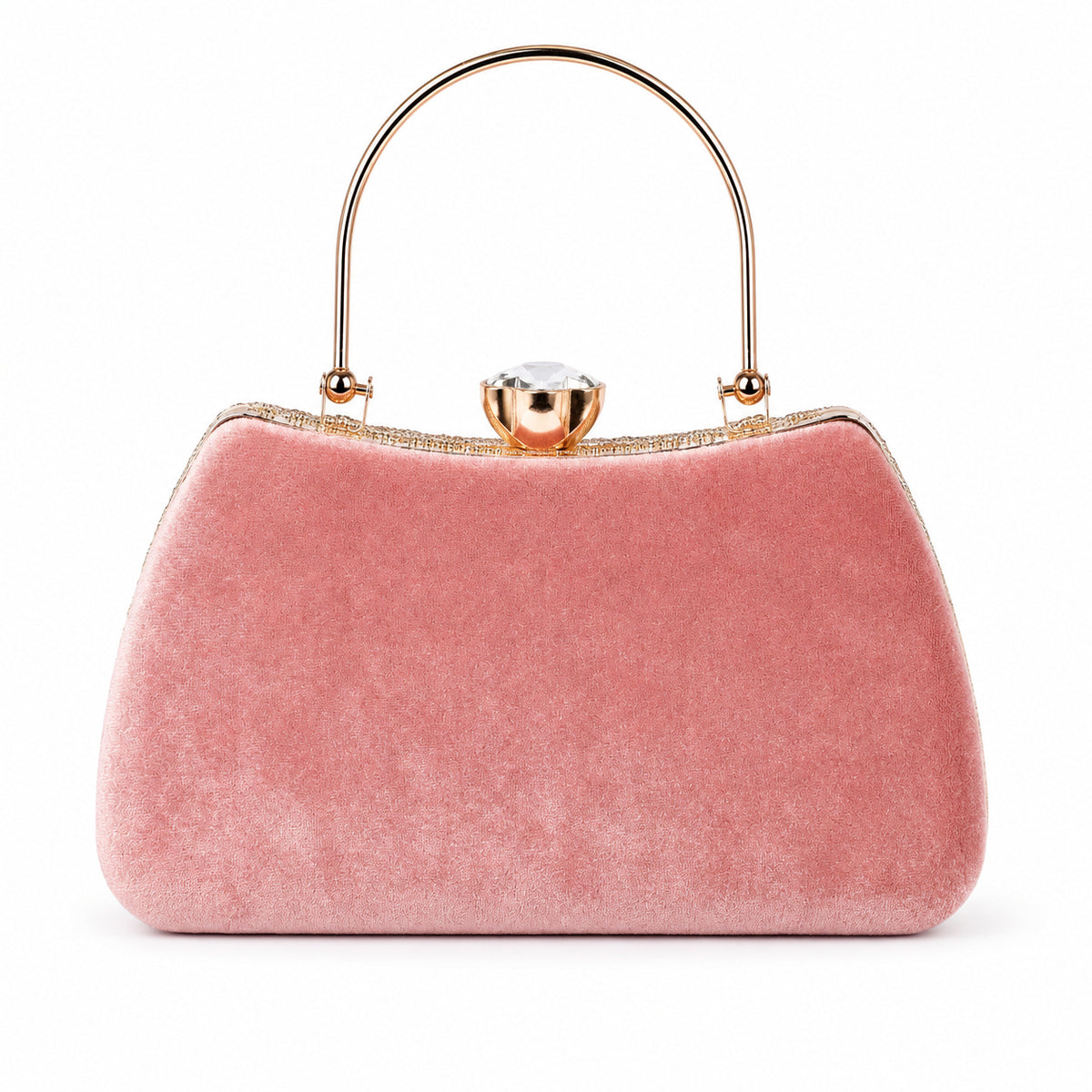 KarryQ Dusty Pink Teardrop Embellished Velvet Clutch