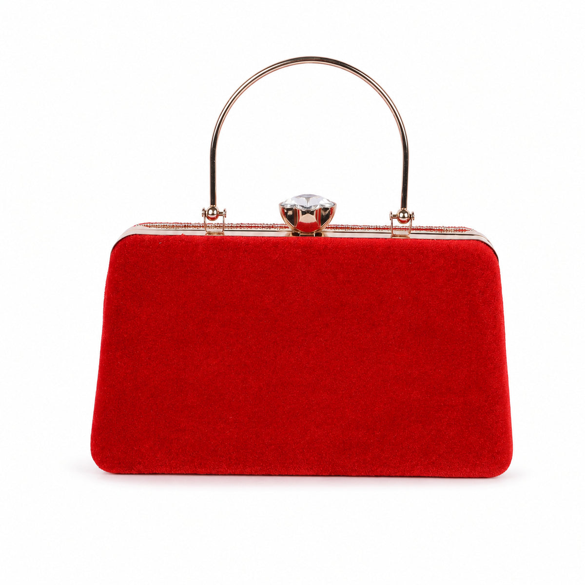 KarryQ Red Floral Scroll Velvet Clutch