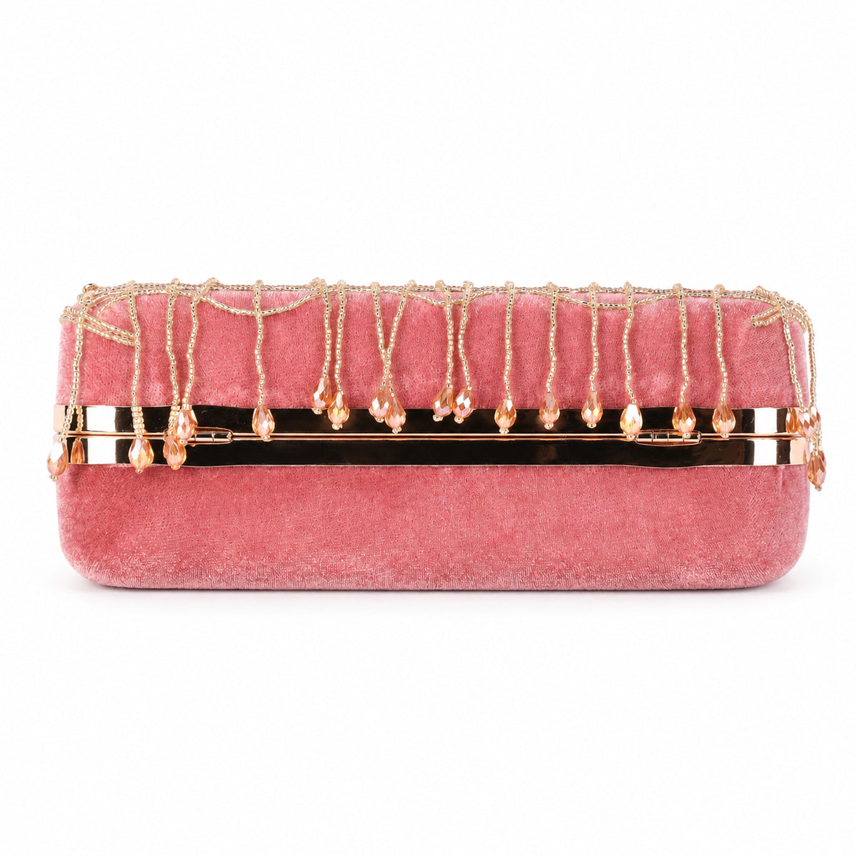 KarryQ Dusty Pink Teardrop Embellished Velvet Clutch