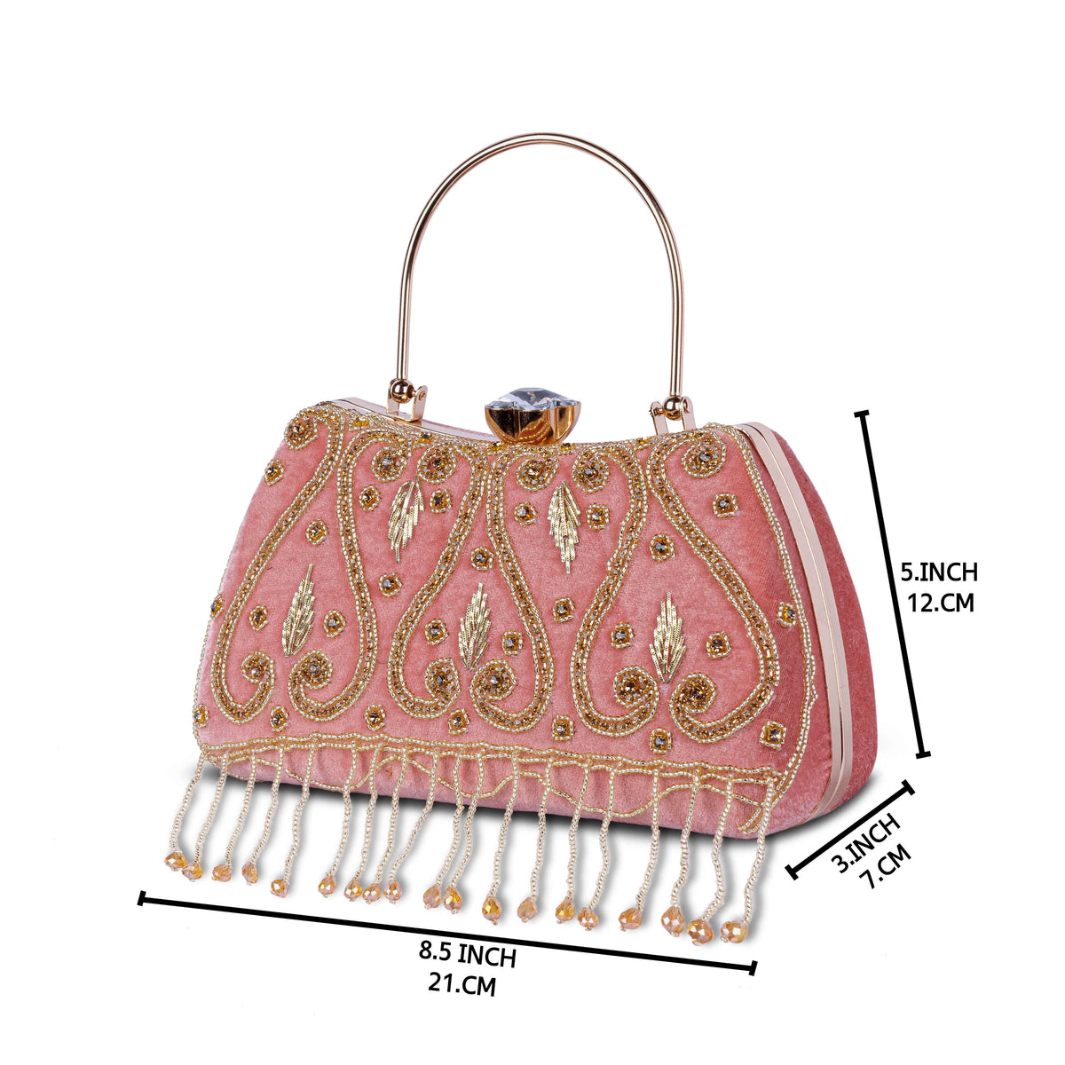KarryQ Dusty Pink Teardrop Embellished Velvet Clutch