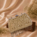 KarryQ Beige Teardrop Embellished Velvet Clutch