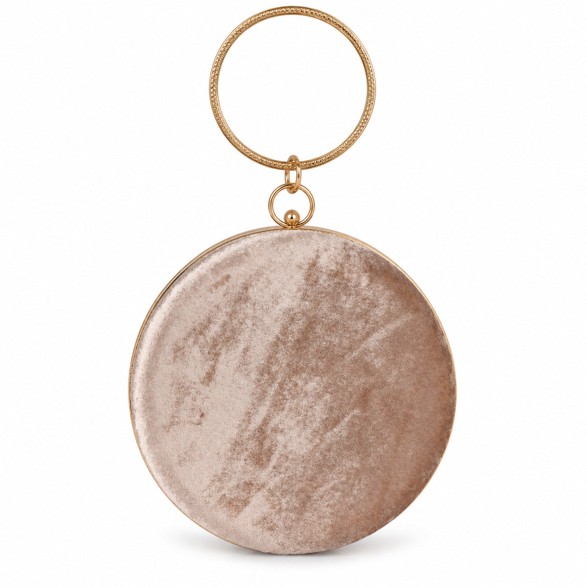 KarryQ Beige Pleated Rosette Velvet Clutch