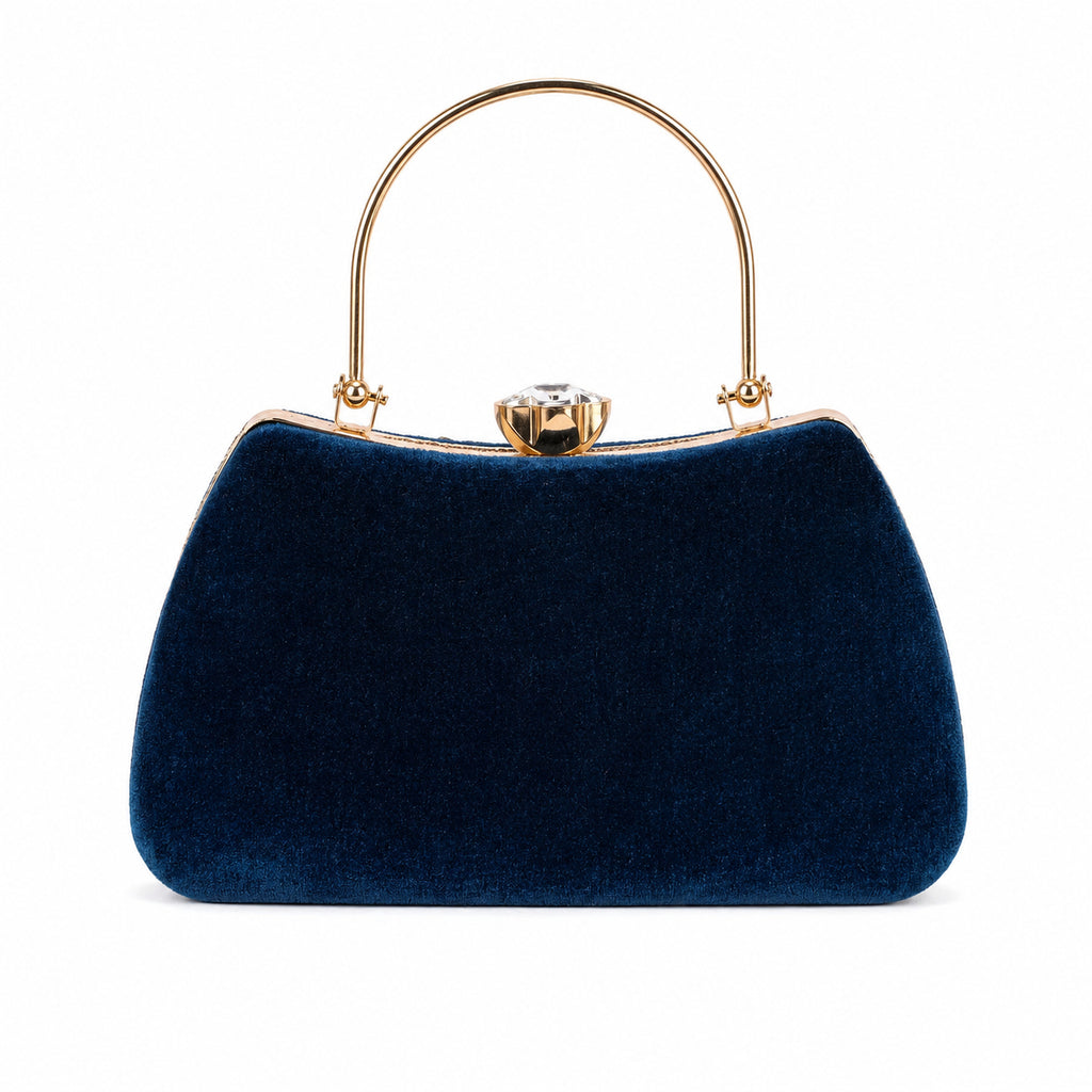 KarryQ Blue Teardrop Embellished Velvet Clutch