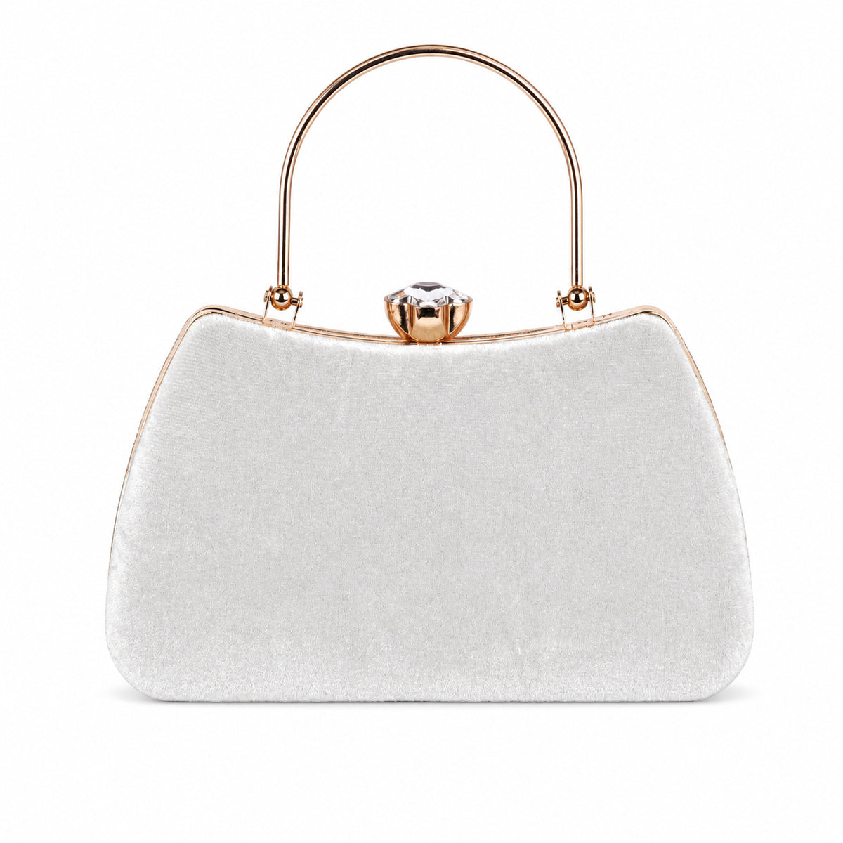 KarryQ White Teardrop Embellished Velvet Clutch