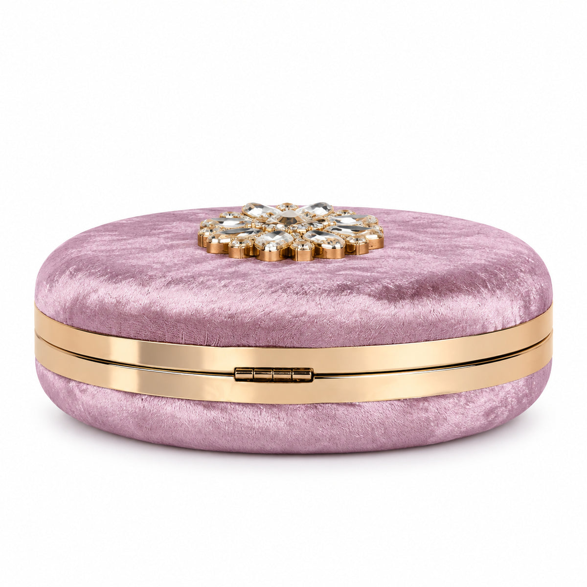KarryQ Floral Brooch Velvet Clutch