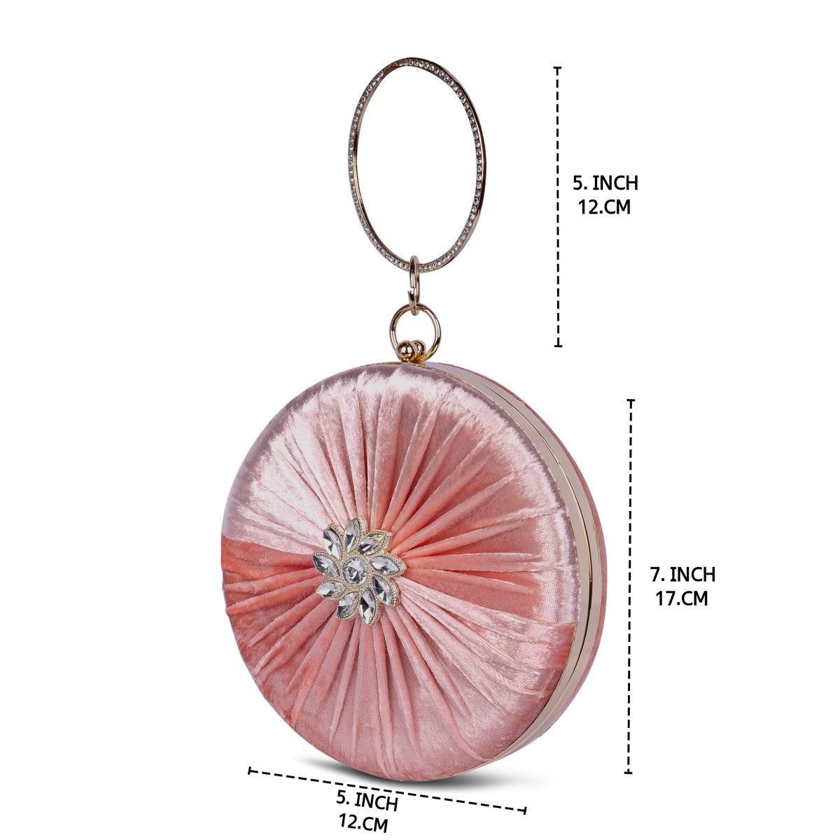 KarryQ Pink Pleated Rosette Velvet Clutch