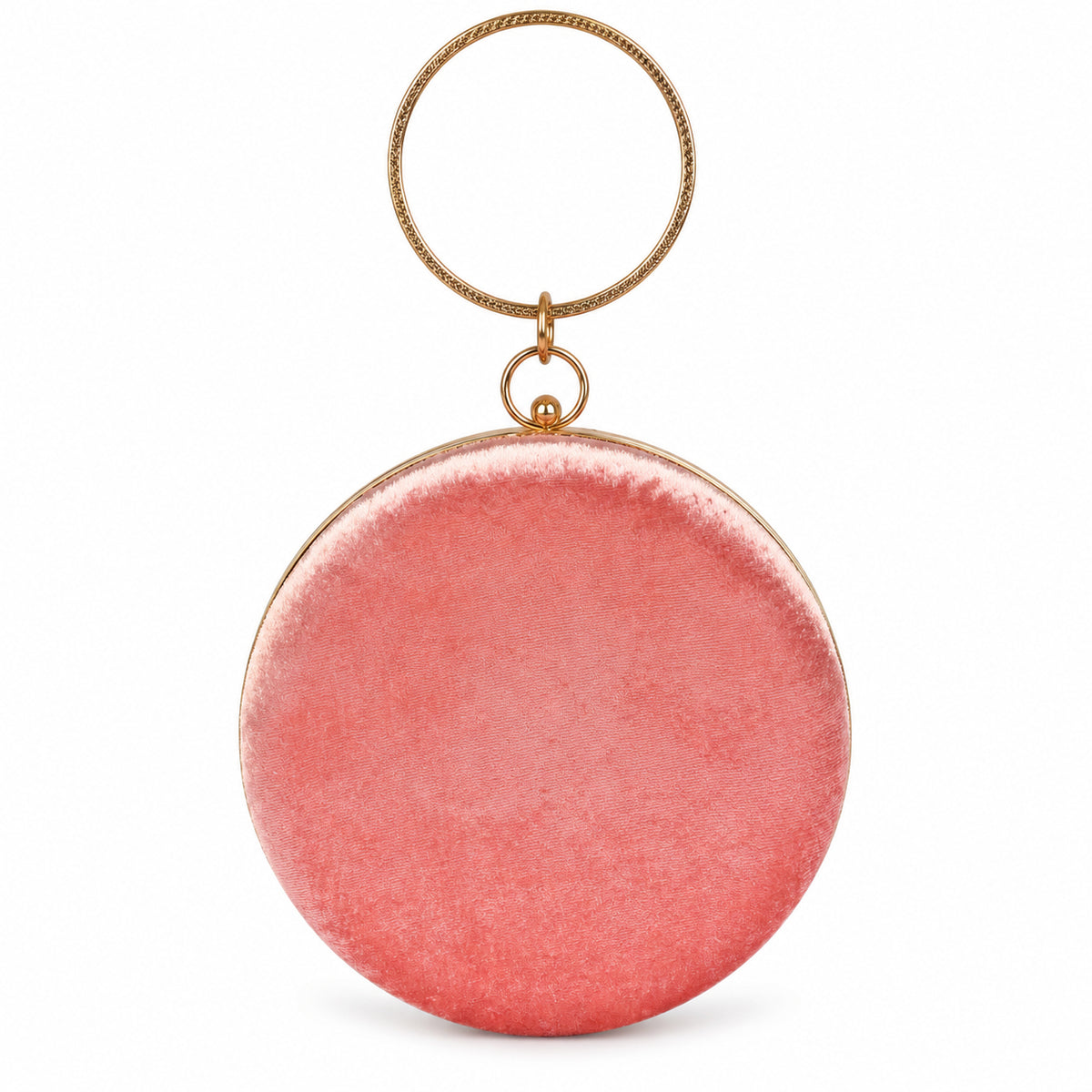KarryQ Pink Pleated Rosette Velvet Clutch