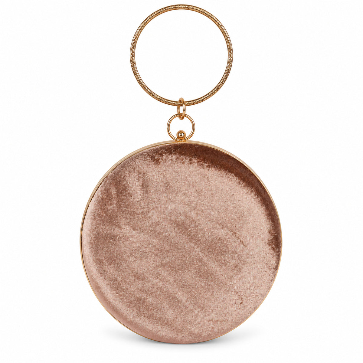KarryQ Brown Pleated Rosette Velvet Clutch