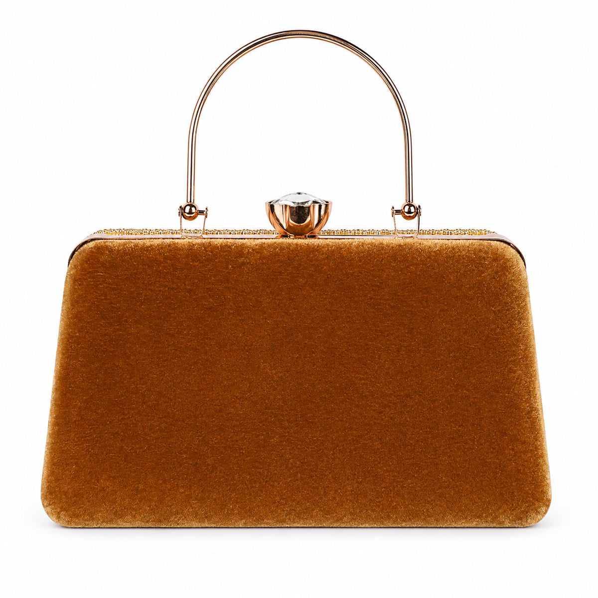 KarryQ Brown Floral Scroll Velvet Clutch