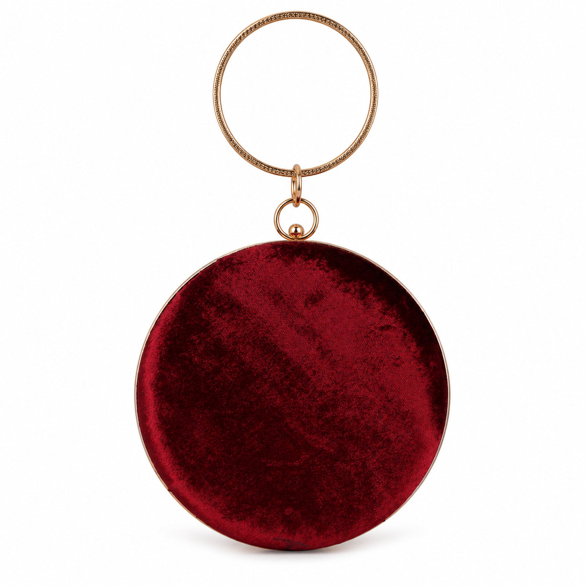 KarryQ Maroon Pleated Rosette Velvet Clutch