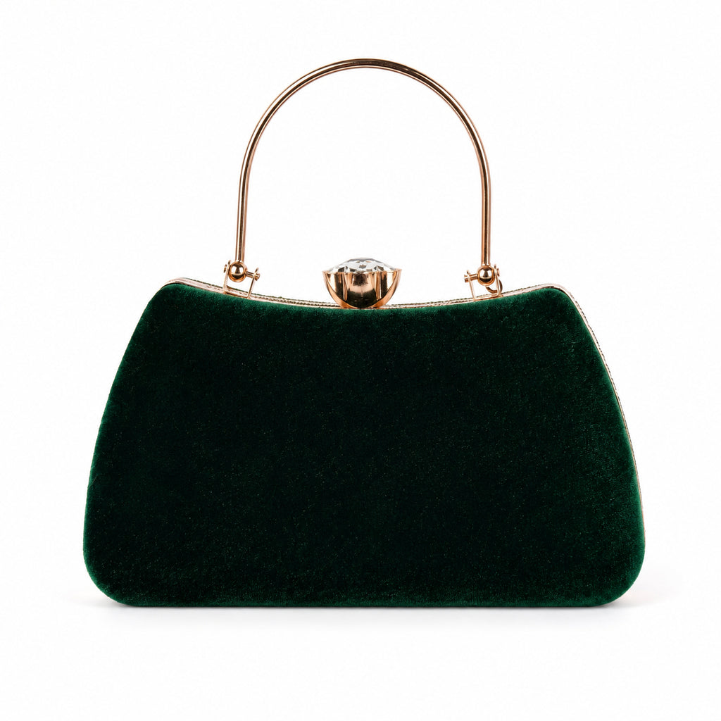 KarryQ Green Teardrop Embellished Velvet Clutch
