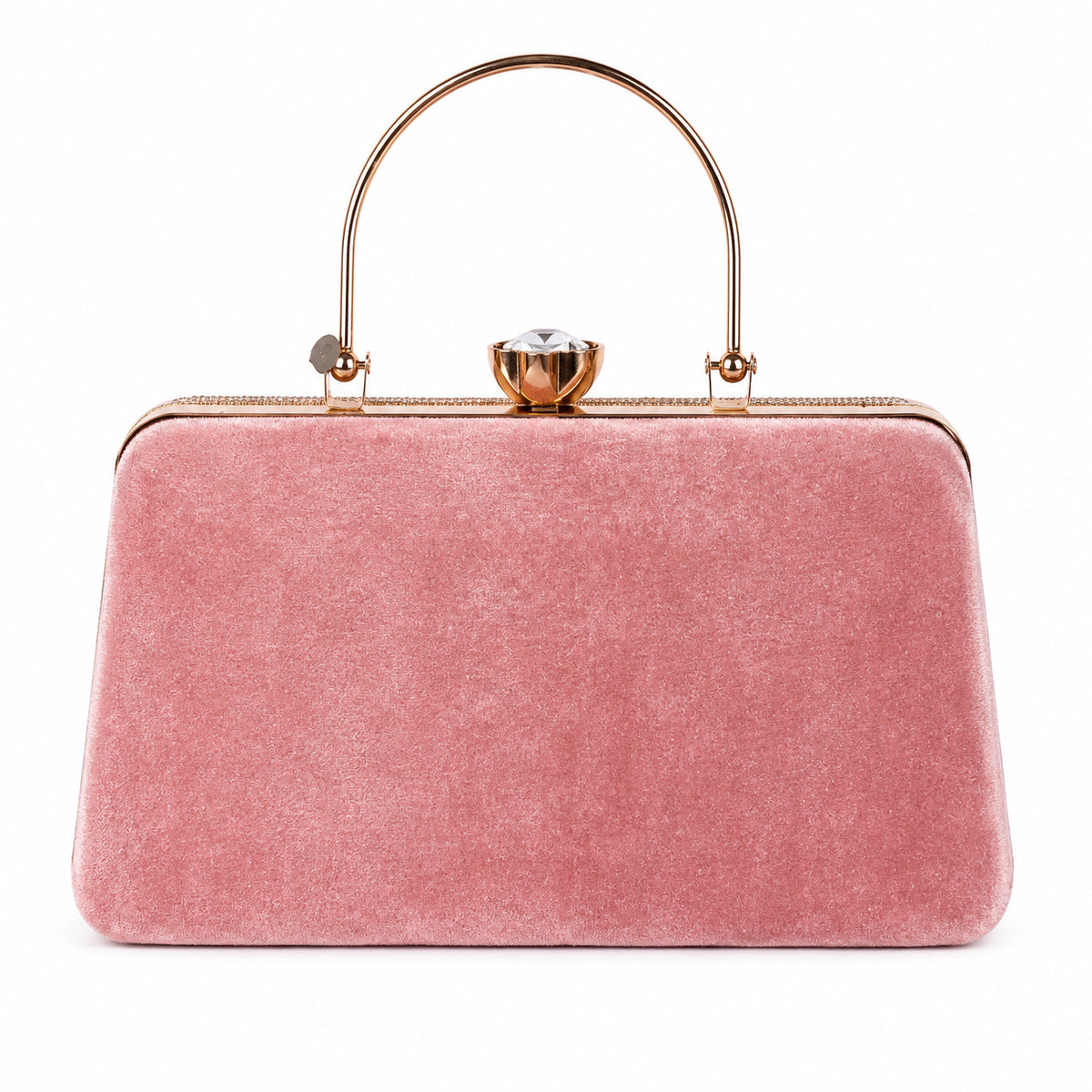 KarryQ Pink Floral Scroll Velvet Clutch