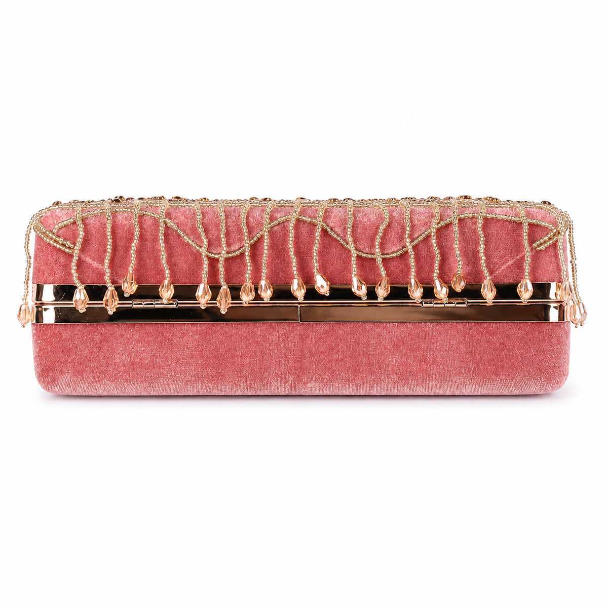 KarryQ Pink Floral Scroll Velvet Clutch