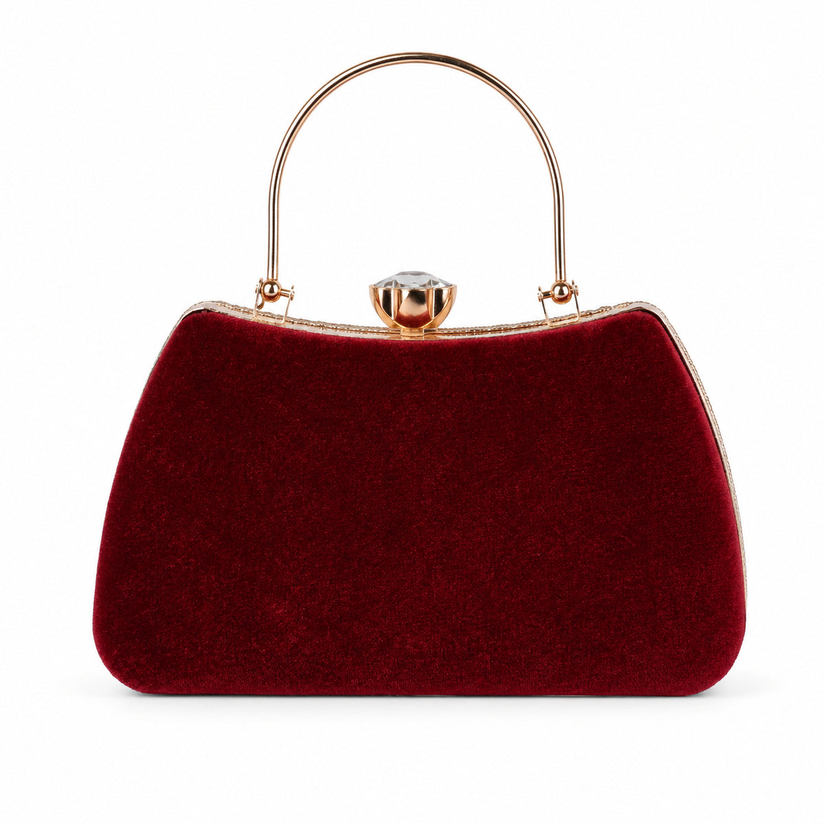 KarryQ Maroon Teardrop Embellished Velvet Clutch