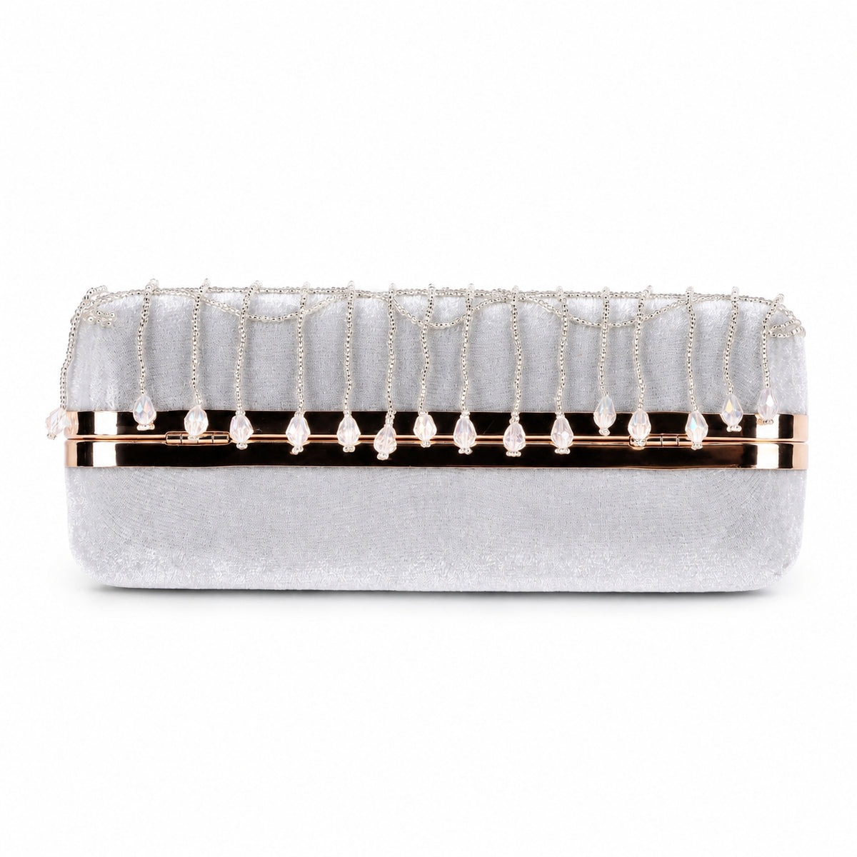 KarryQ Grey Floral Vine Velvet Clutch