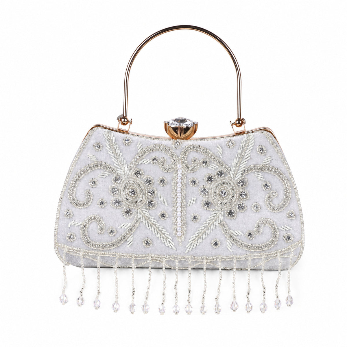KarryQ Grey Floral Vine Velvet Clutch
