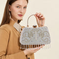 KarryQ Grey Floral Vine Velvet Clutch