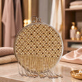 KarryQ Beige Lattice Embellished Velvet Clutch