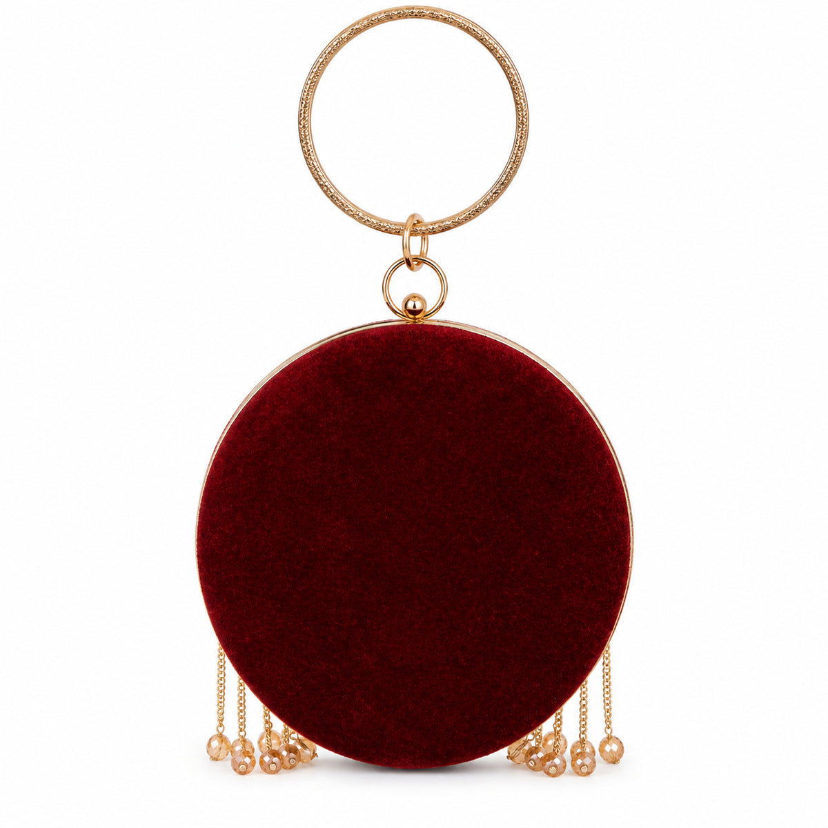 KarryQ Maroon Lattice Embellished Velvet Clutch