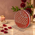 KarryQ Red Lattice Embellished Velvet Clutch
