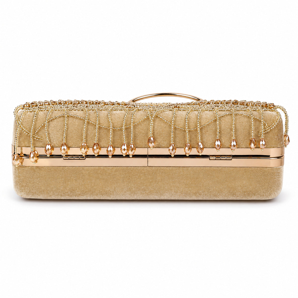 KarryQ Beige Paisley Velvet Clutch