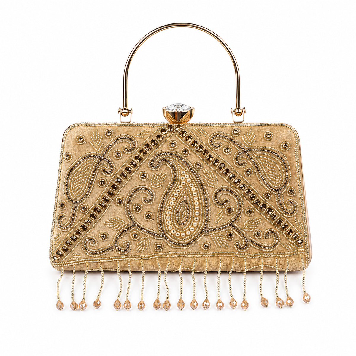 KarryQ Beige Paisley Velvet Clutch