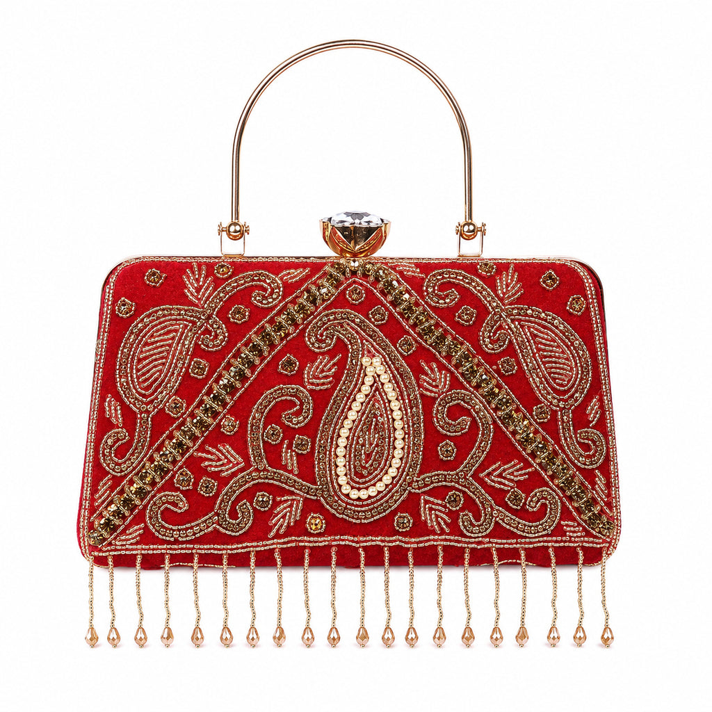 KarryQ Red Paisley Velvet Clutch