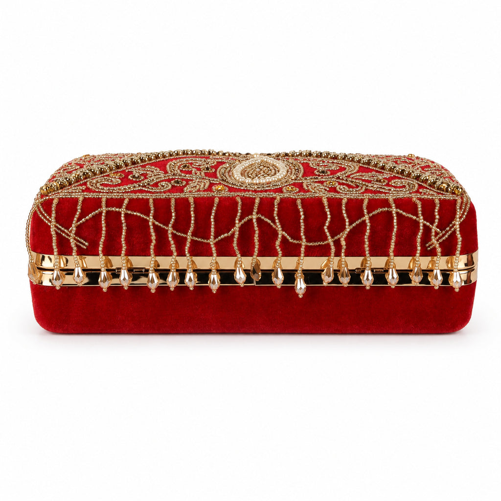 KarryQ Red Paisley Velvet Clutch