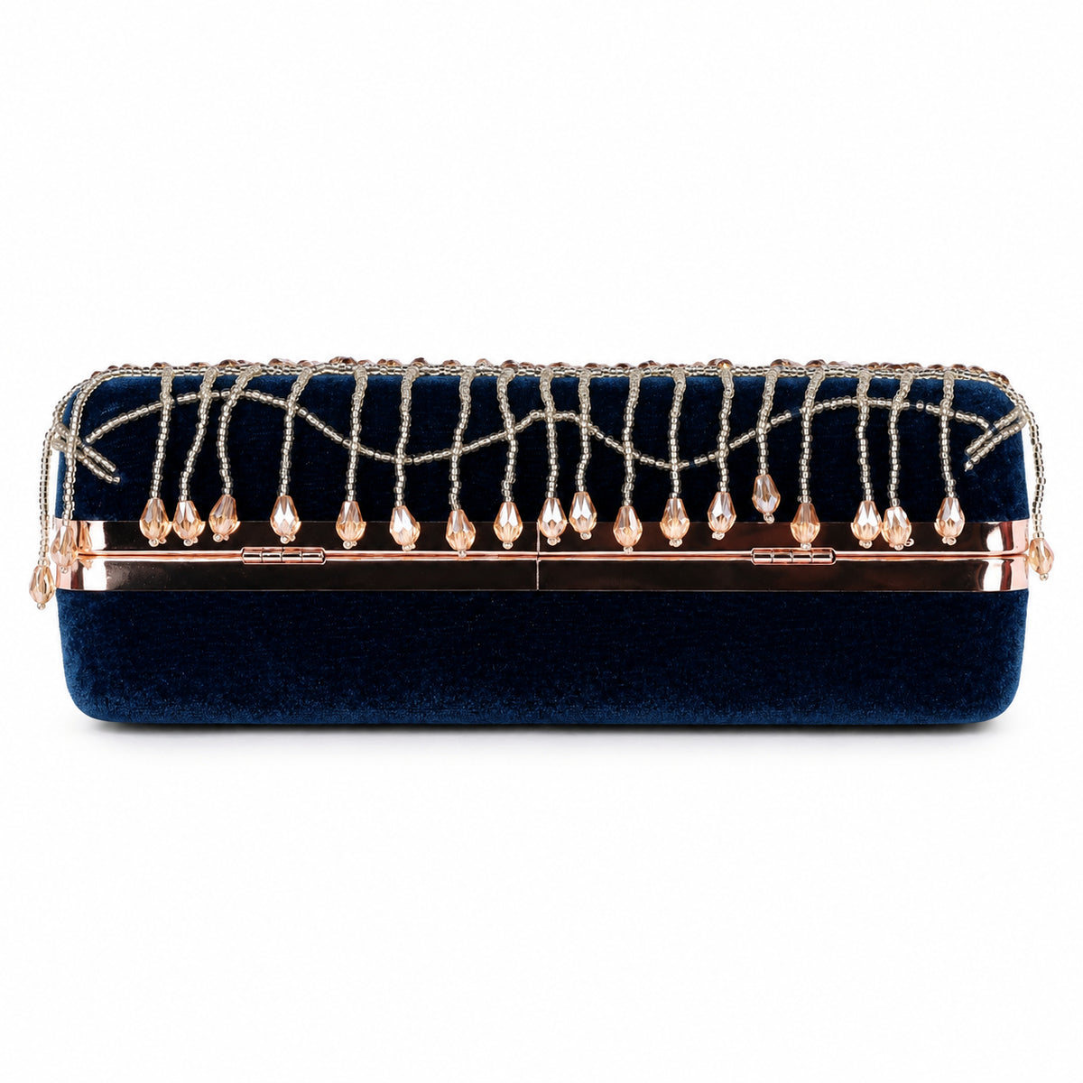 KarryQ Blue Floral Scroll Velvet Clutch
