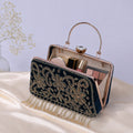 KarryQ Blue Floral Scroll Velvet Clutch