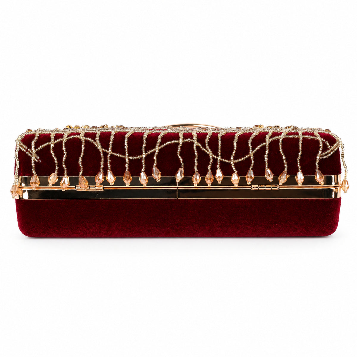 KarryQ Maroon Floral Scroll Velvet Clutch