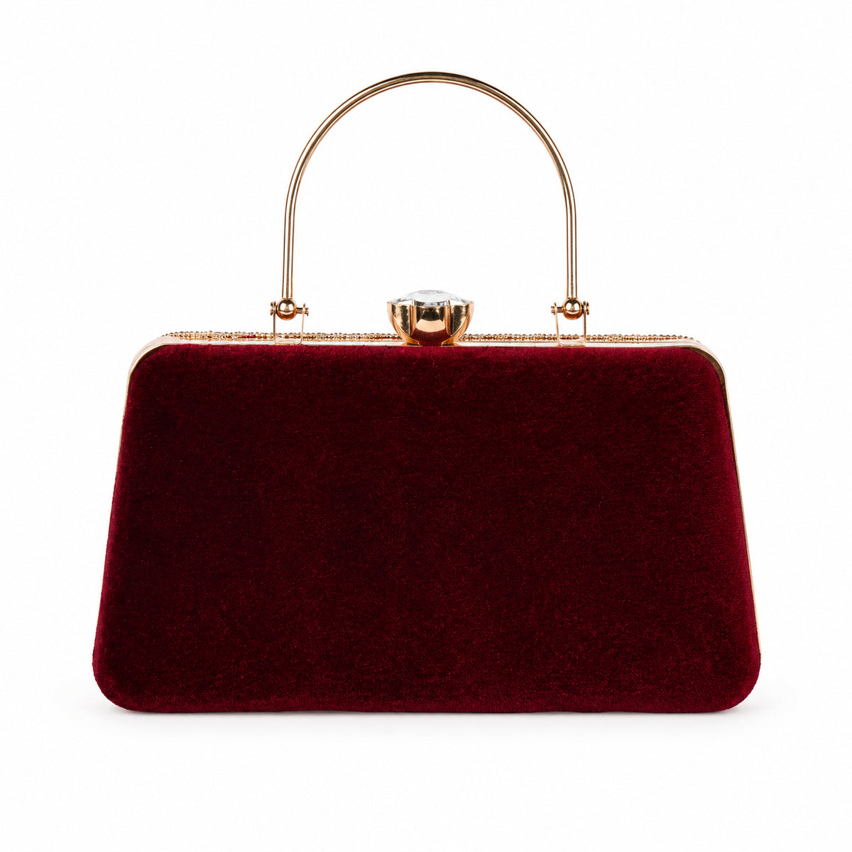 KarryQ Maroon Floral Scroll Velvet Clutch